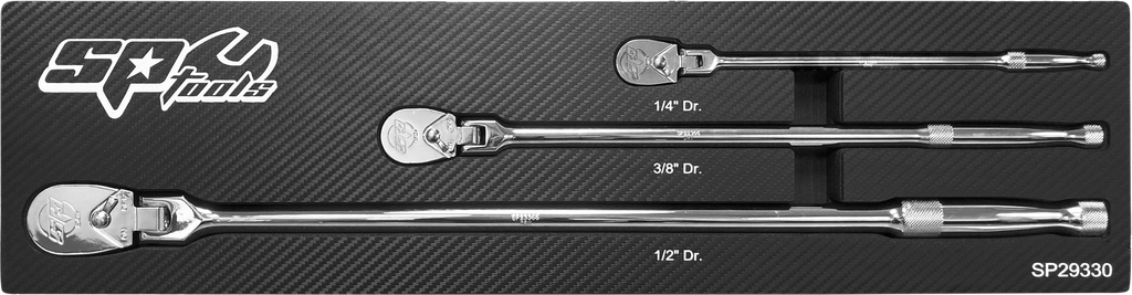 RATCHET SET 1/4,3/8,1/2DR 90T SEALED FLEX HEAD LONG SP TOOLS