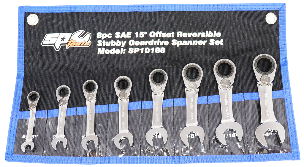 SET SPANNER ROE STUBBY REVERSIBLE GEARDRIVE 8PC SP TOOLS