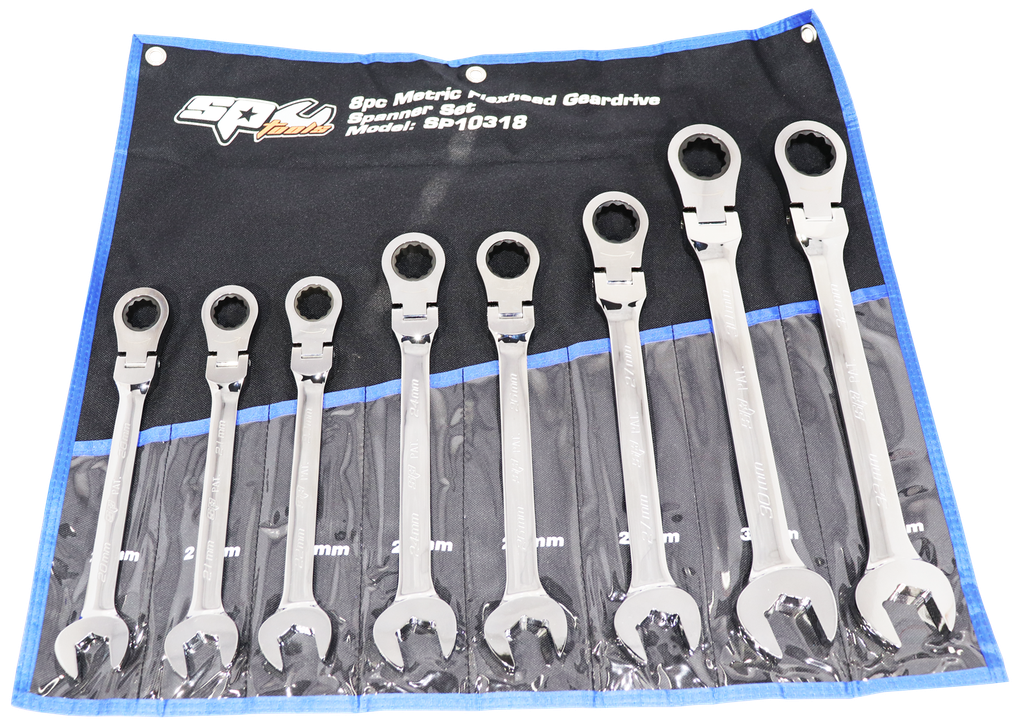 SET SPANNER ROE GEARDRIVE FLEX HEAD 8PC SP TOOLS