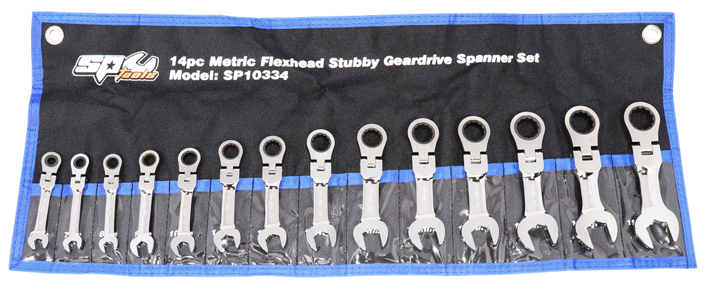 SET SPANNER ROE GEARDRIVE FLEX HEAD 14PC METRIC SP TOOLS