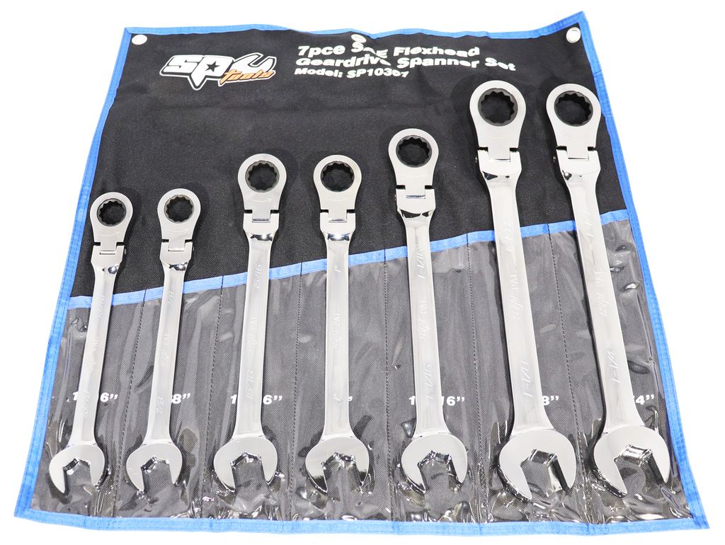 SET SPANNER ROE GEARDRIVE FLEX HEAD 7PC SAE SP TOOLS