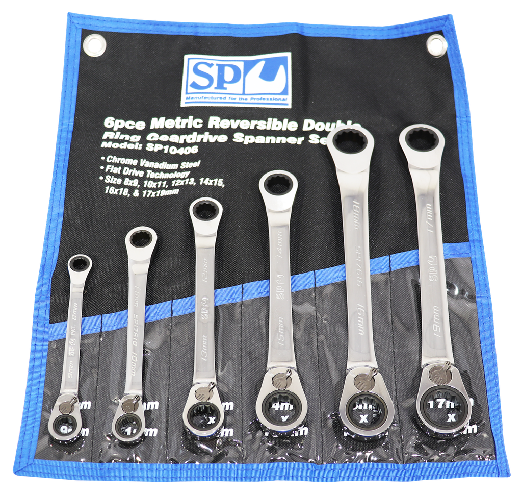 SET SPANNER DOUBLE RING 15° OFFSET 6PC METRIC SP TOOLS