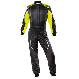 [OMPIA0-1859-B01-178-44] OMP Tecnica Evo Race Suit (Black / Anthracite / Fluro Yellow, 44)