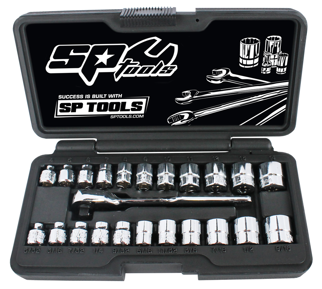 SOCKET SET 1/4DR 6PT LOW PROFILE 23PC METRIC/SAE