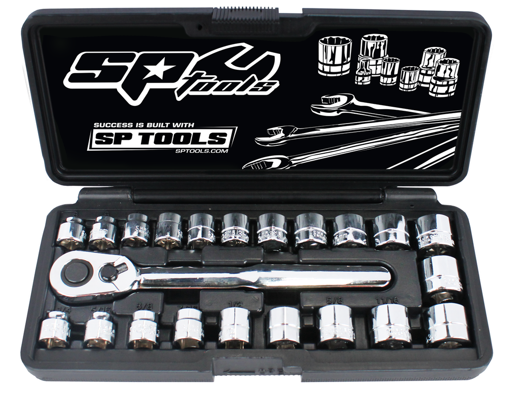 SOCKET SET 3/8DR 12PT LOW PROFILE 22PC METRIC/SAE