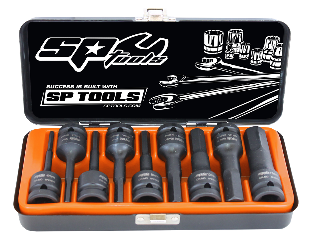 SOCKET SET IMPACT 1/2DR INHEX 9PC METRIC