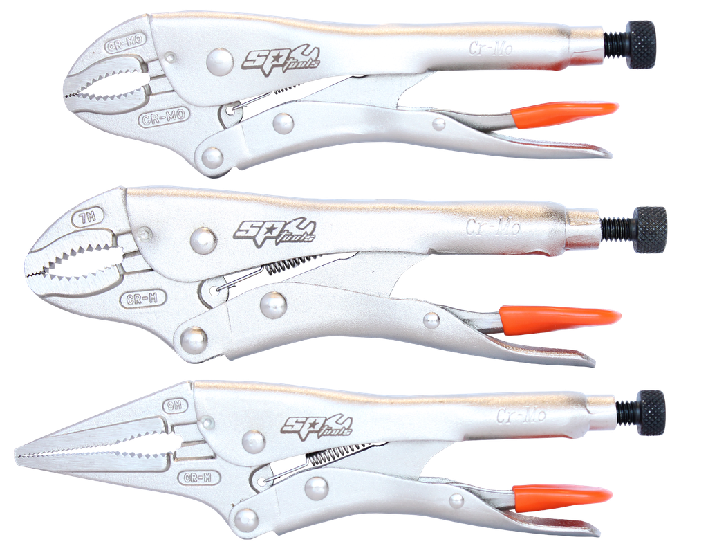 SET PLIER LOCKING LONG NOSE AND CURVED JAW 3PC