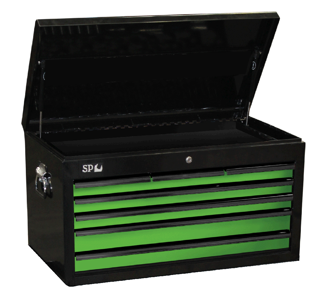 TOOL BOX BLACK/GREEN 7 DRAWER CUSTOM SUMO