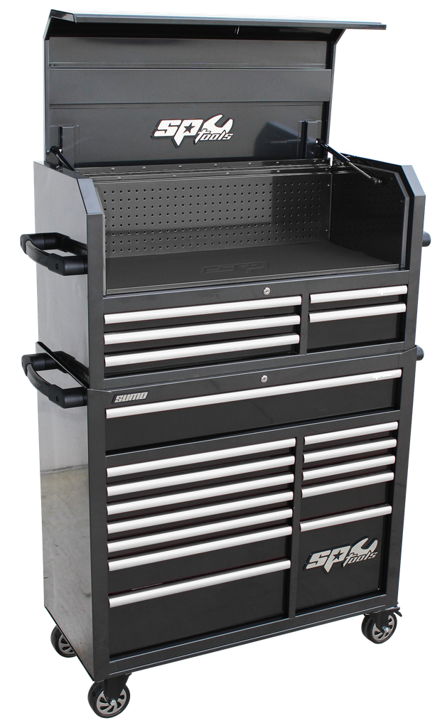 SUMO POWER HUTCH BLACK/CHR 18 DRAWER COMBO