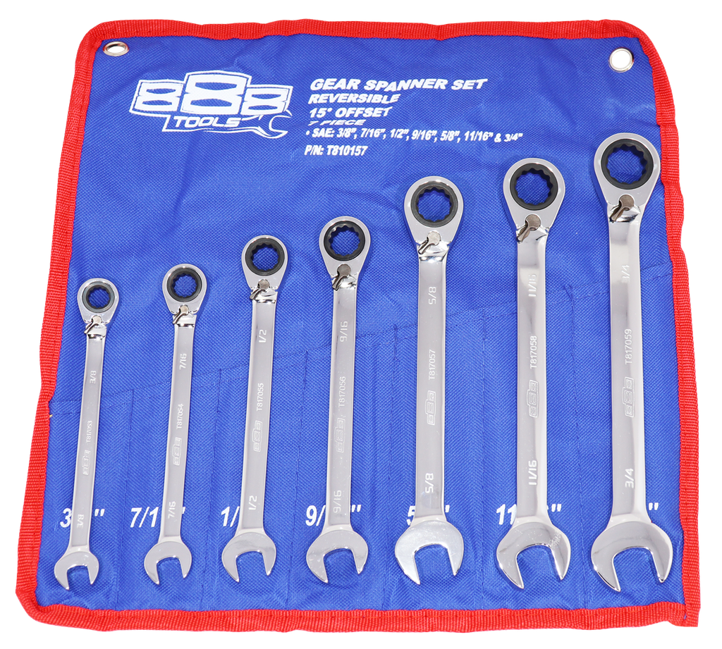 SPANNER SET GEAR ROE REVERSIBLE SAE 7PC