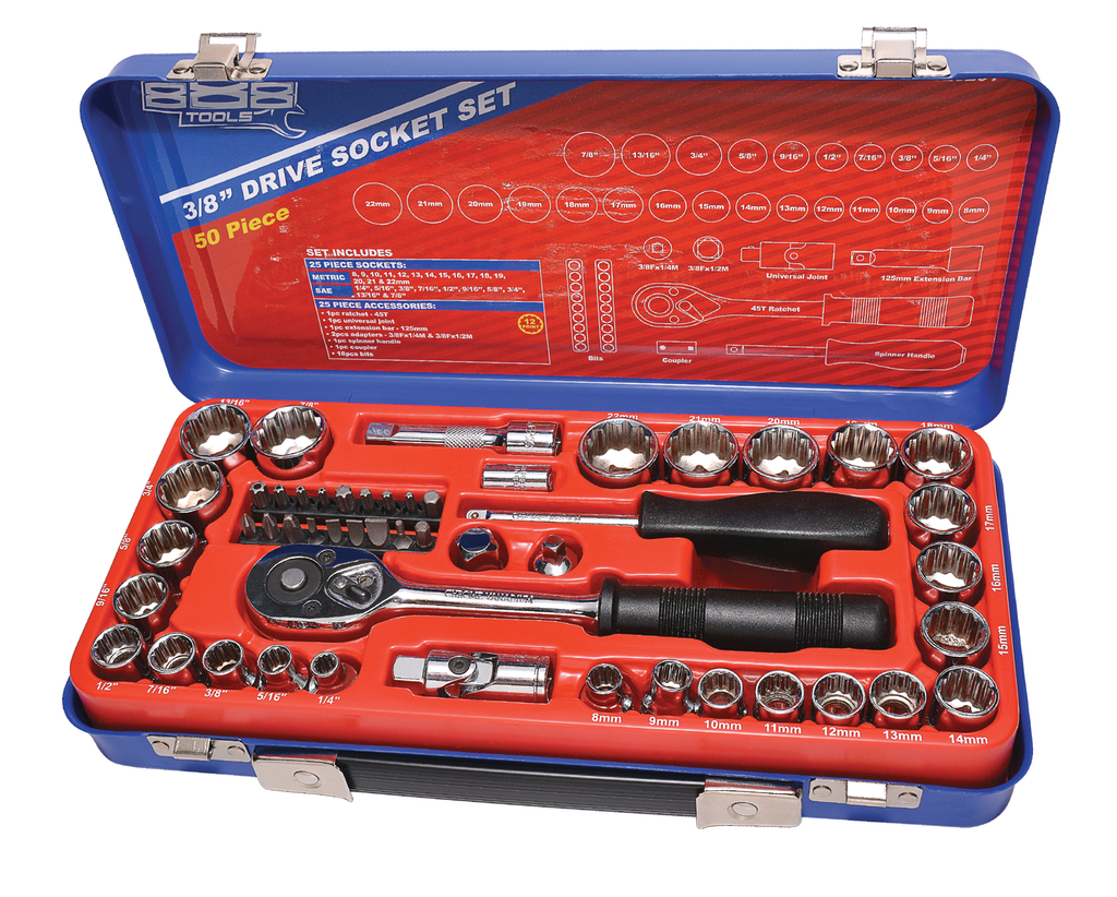 SOCKET SET 888 3/8&quot; DR 12PT METRIC/SAE 50PC