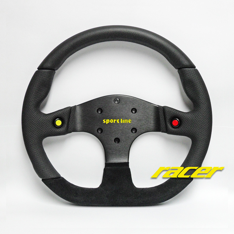 Racer S/Wheel - Flat Bottom - 330mm - Leather/Suede - Steering Wheels