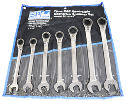 [SP10167] SET SPANNER ROE REVERSIBLE GEARDRIVE 7PC SAE SP TOOLS