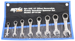 [SP10188] SET SPANNER ROE STUBBY REVERSIBLE GEARDRIVE 8PC SP TOOLS