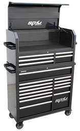 [SP40698] SUMO POWER HUTCH BLACK/CHR 18 DRAWER COMBO