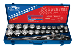 [T820400] SOCKET SET 26PC 12PT 3/4 DRIVE - METAL BOX